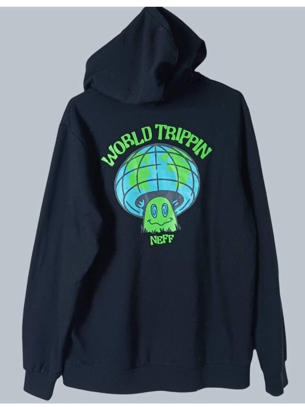 Neff World Trippin Graphic Full Zip Hoodie Mens Medium Black Streetwear Skater